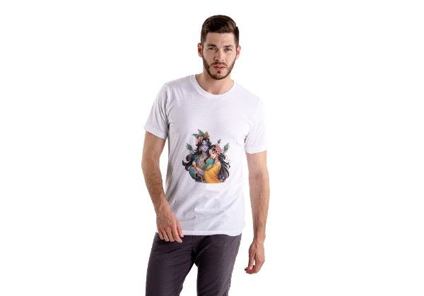 Elegant Radha Krishna Cotton T-Shirt – Devotion with Comfort