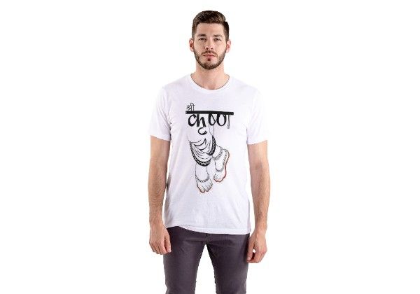 Lord Krishna Foot Print Cotton T-Shirt