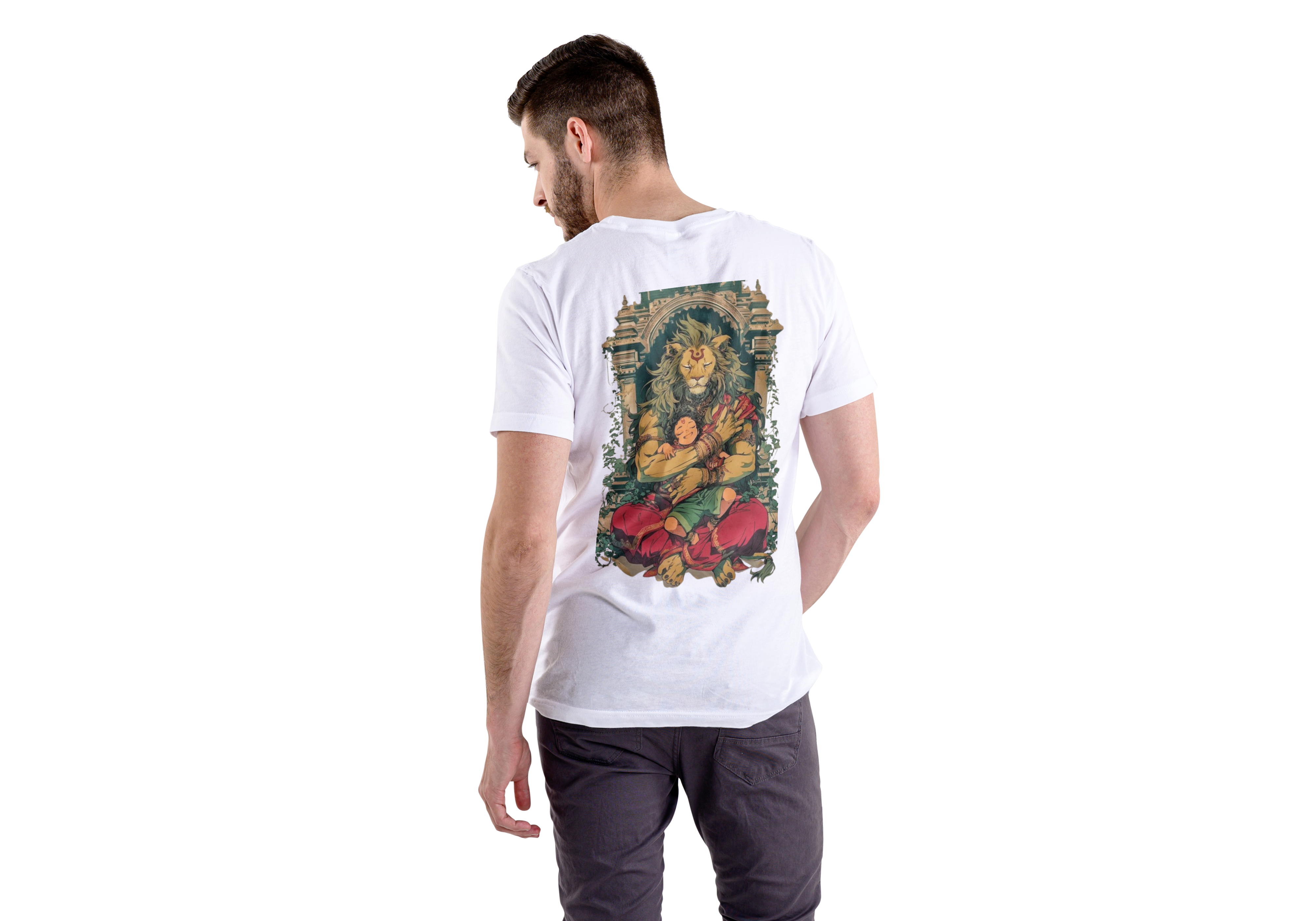 Narsimha Graphic Cotton Tee for Men | Custom Round Neck