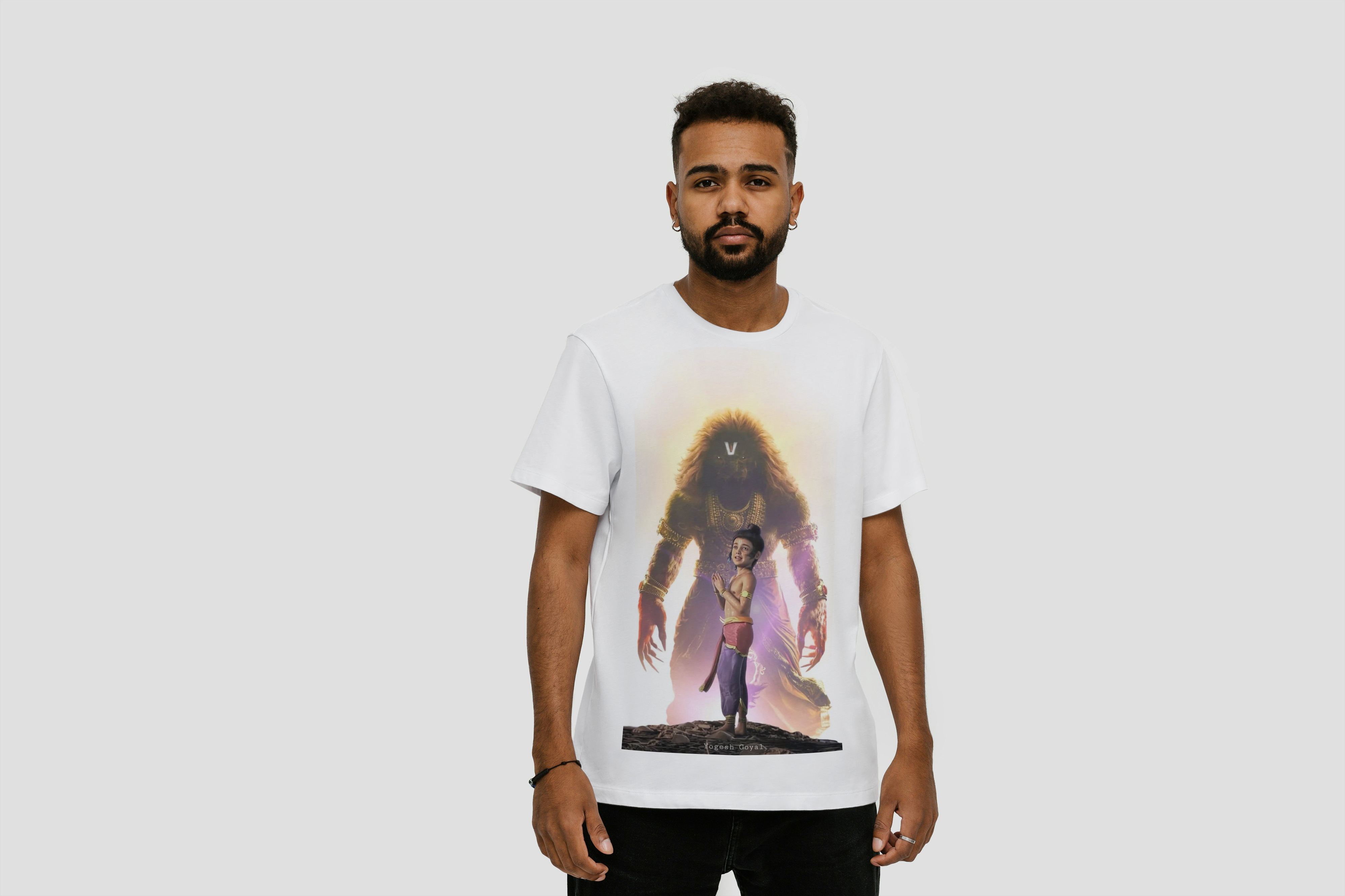 Men’s Narsimha Printed Cotton Tee | Custom Design