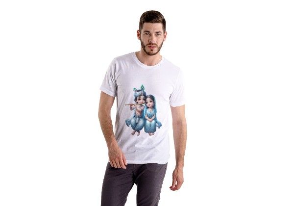 Spiritual Radha Krishna Cotton Tee – Comfortable Daily Wear