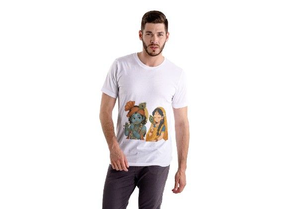 Radha Krishna Couple T-Shirt in Cotton – Devotion Meets Style
