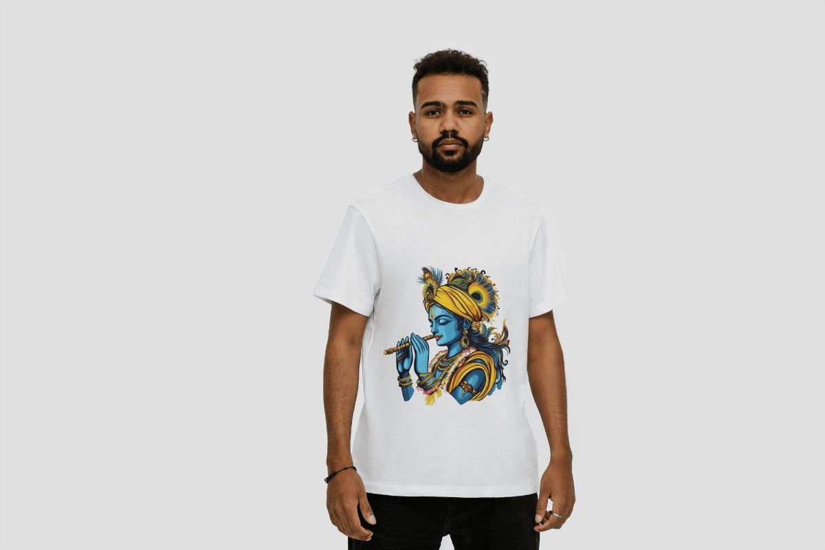 Krishna Playing Flute T-Shirt Online – Spiritual Casual Wear