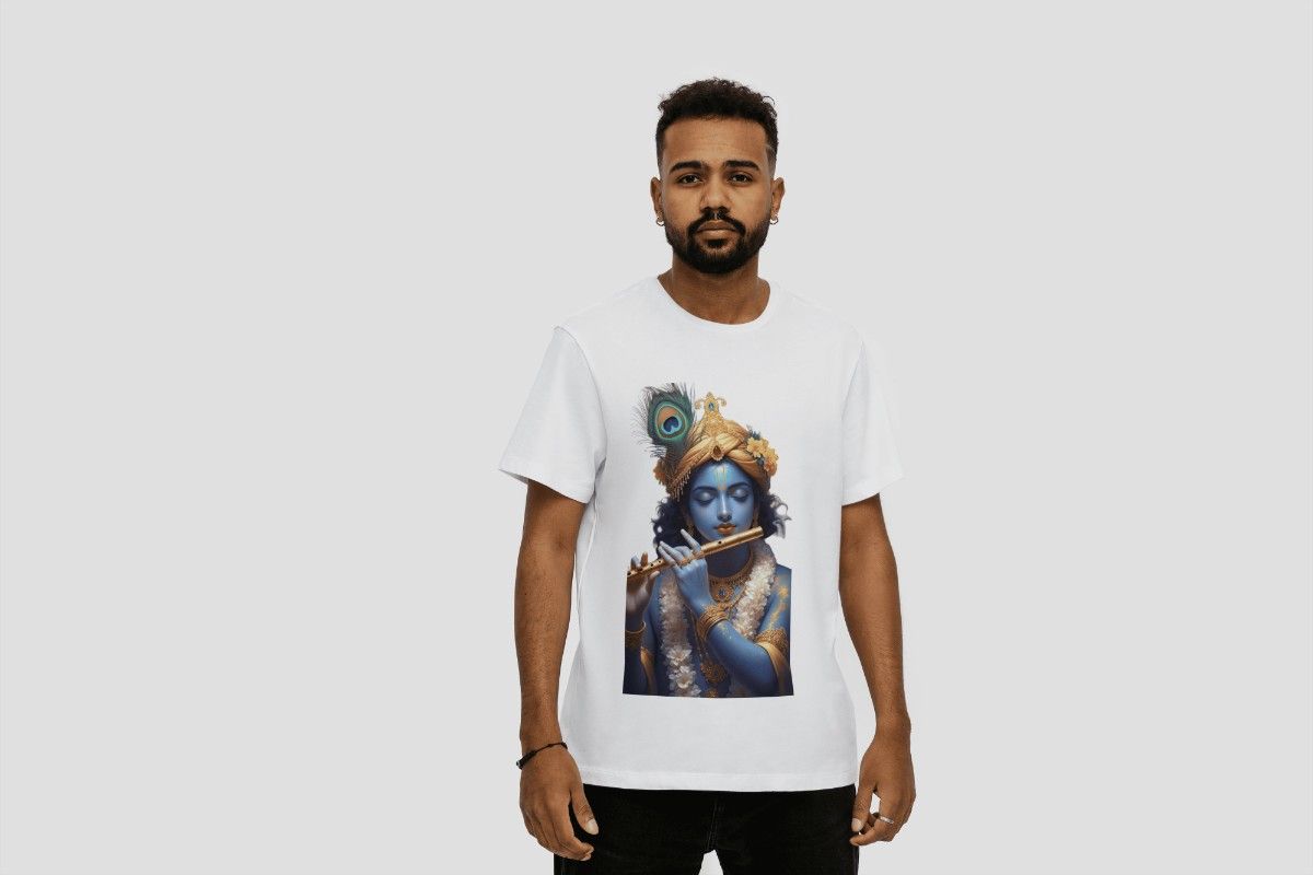 Krishna Design T-Shirt for Men – Cotton Tshirt