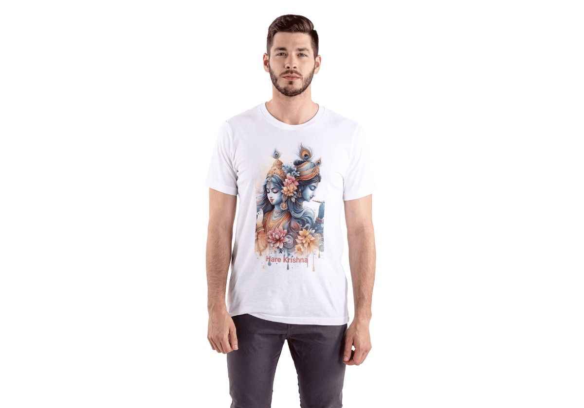 Spiritual Krishna Tshirt cotton – Modern Graphic Round Neck